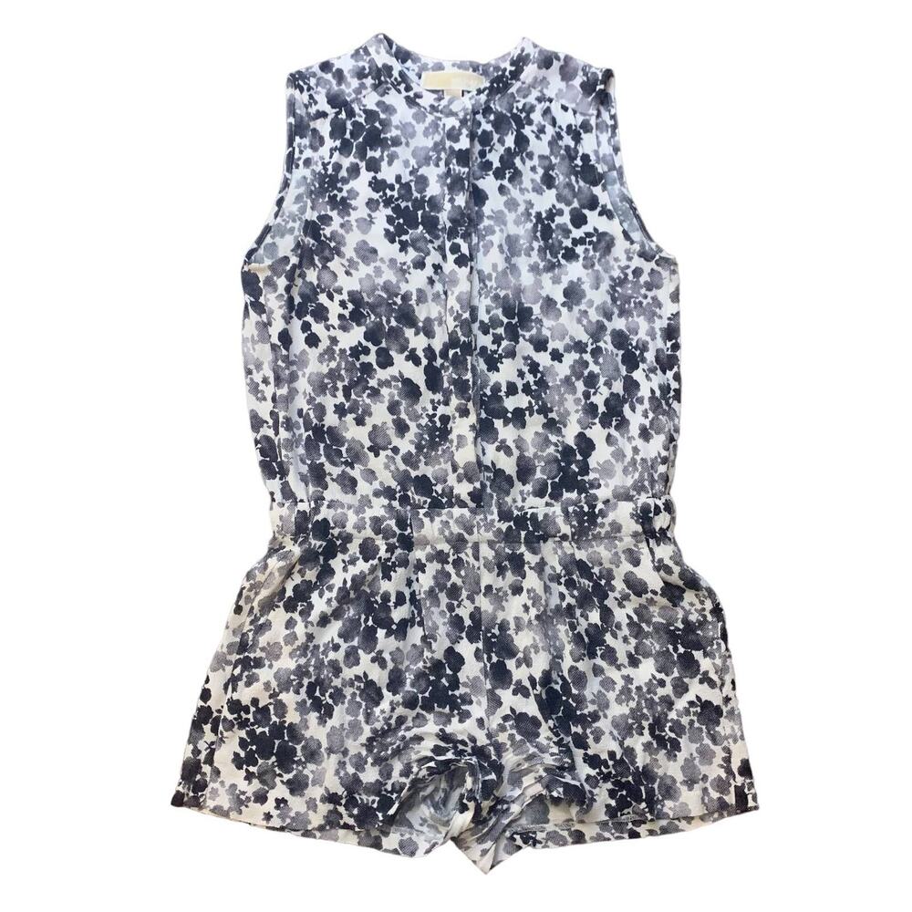 Michael Kors white & gray floral romper size XS